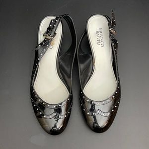 Franco Sarto 9.5 black patent leather sling-backs.